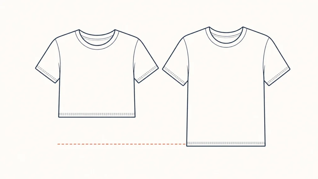 Cropped tee compared with a standard-length tee
