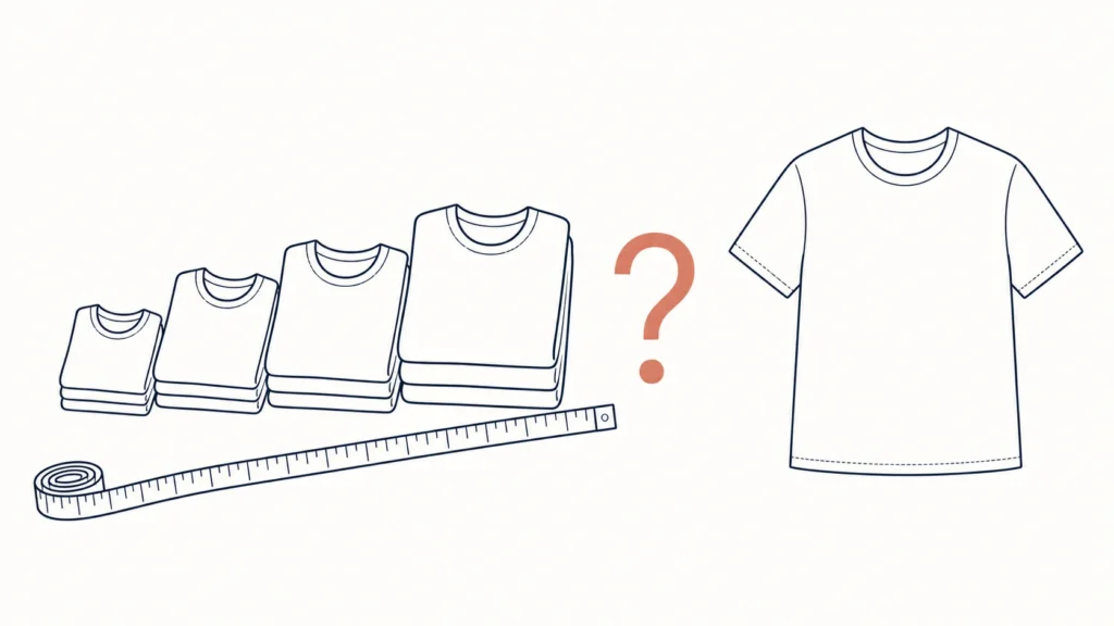 Increasing youth tee sizes separated from an adult tee by a sizing gap